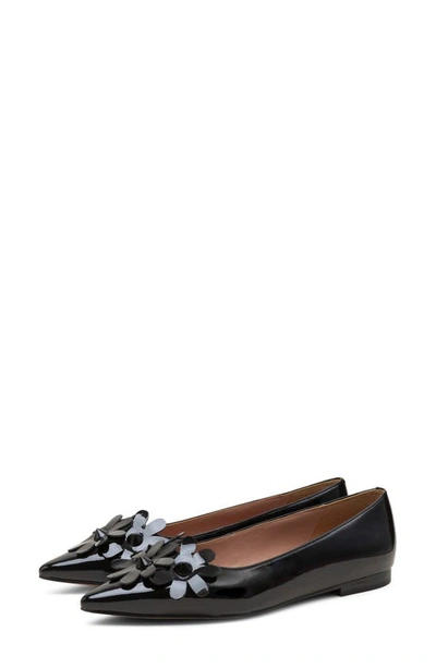 Shop Linea Paolo Narcisus Pointed Toe Flat In Black Patent