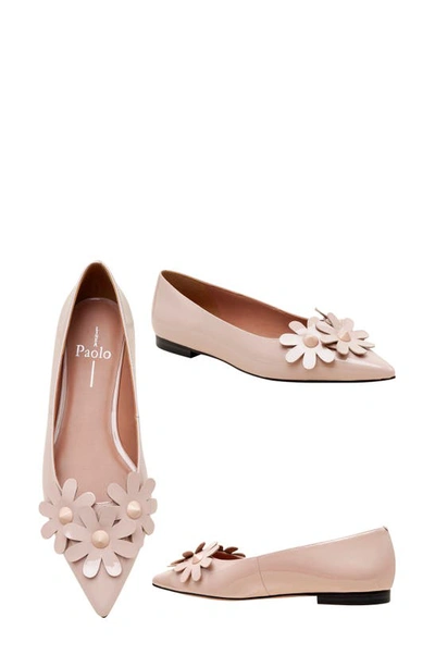 Linea Paolo Narcisus Pointed Toe Flat In Beige Patent
