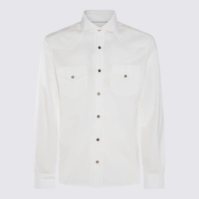 Shop Brunello Cucinelli White Cotton Shirt In Beige