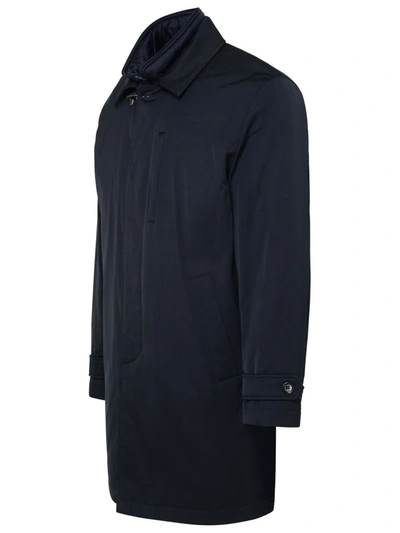 Shop Fay Morning Blue Polyester Coat In Navy