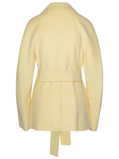 Shop Sportmax Ivory Wool Blend Coat In Cream