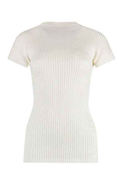 Shop Fabiana Filippi Cotton Knit T-shirt In White