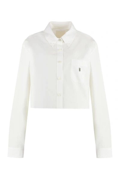 Shop Givenchy Button-down Collar Cotton Shirt In White