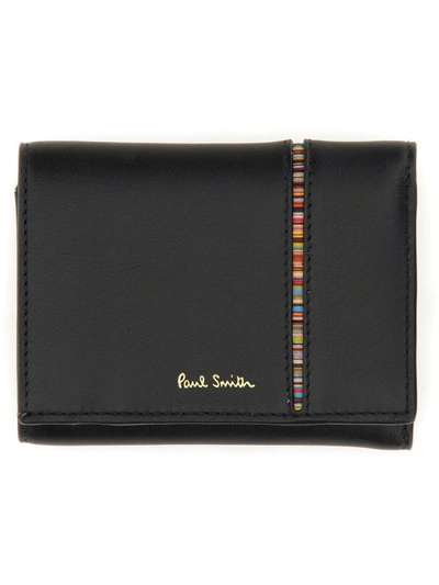Shop Paul Smith Tri-fold Leather Wallet In Black
