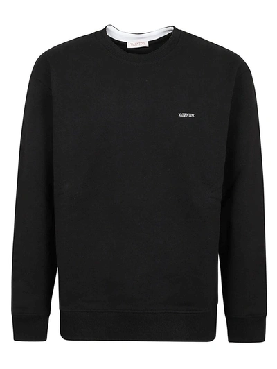 Shop Valentino Crewneck Long-sleeved Sweatshirt In Black