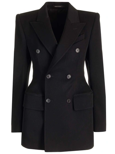 Shop Balenciaga Hourglass Double-breasted Jacket In Black