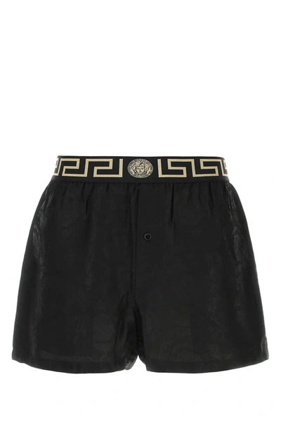 Shop Versace Black Viscose Pajama Shorts