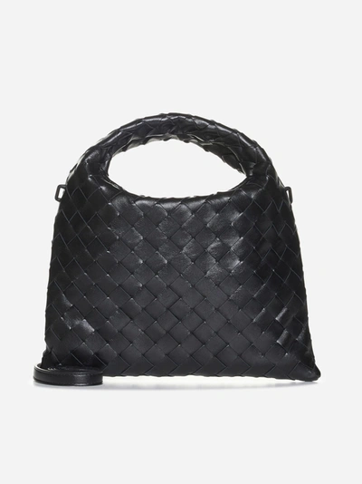 Shop Bottega Veneta Mini Hop Intrecciato Leather Bag In Black M Brass