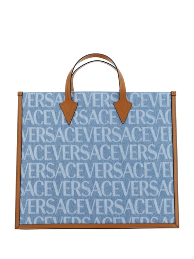 Shop Versace Shopping Bag In Blue