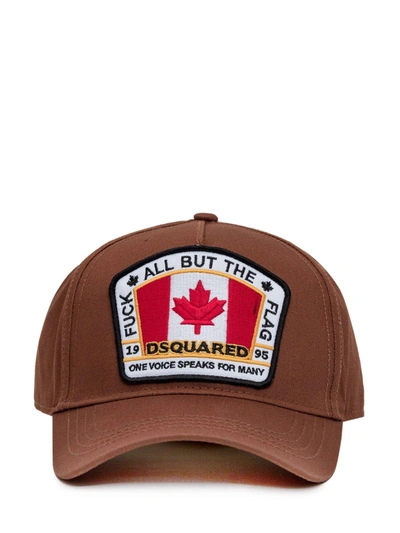 Shop Dsquared2 Flag Patch Baseball Cap In Brown