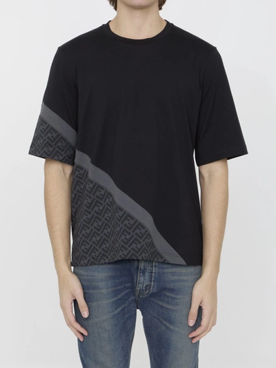 Shop Fendi Ff Insert T-shirt In Dark Grey