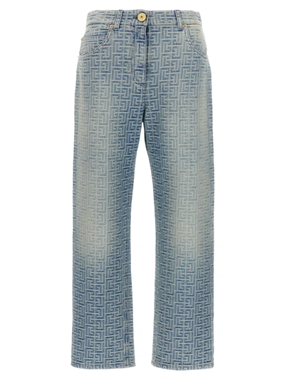 Shop Balmain Monogram Jeans In Default Title