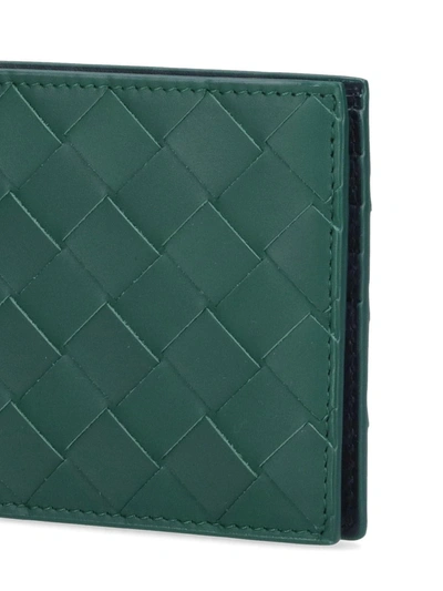 Shop Bottega Veneta Woven Bi-fold Wallet In Green