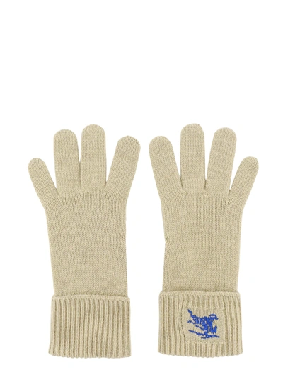 Shop Burberry Ekd Knitted Gloves In Hunter