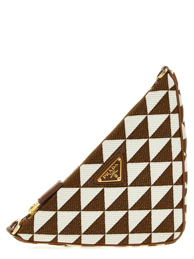 Shop Prada Triangle Symbole Crossbody Bag In Tabacco