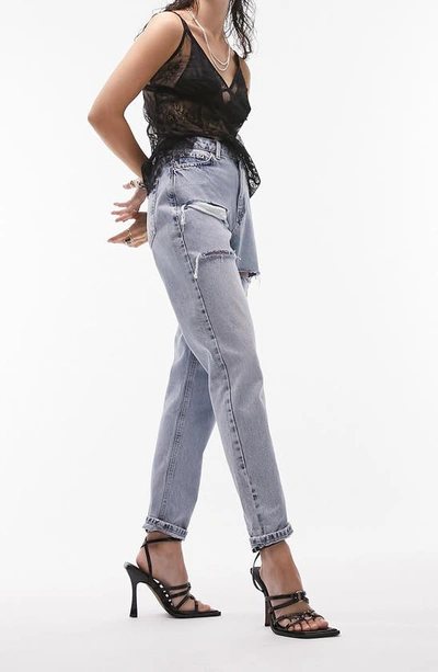 Shop Topshop Sofia Rip Mom Jeans In Light Blue