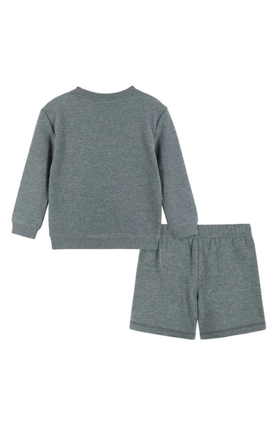 Andy & Evan Kids' Dino Embossed Sweatshirt & Sweatshorts Set In Grey Dino