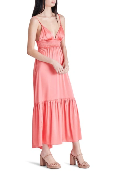 Steve Madden Lisa Stretch Satin Charmeuse Midi Dress In Spring Rose