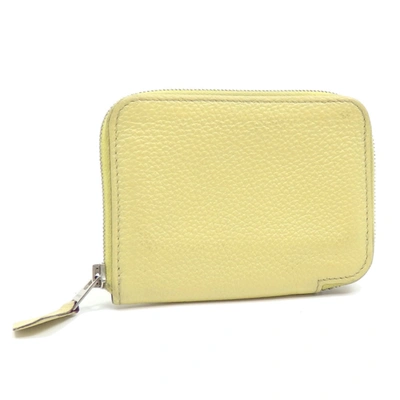 Shop Hermes Azap Leather Wallet () In Yellow