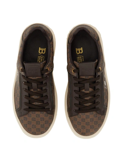 Shop Balmain "b-court" Sneaker In Brown