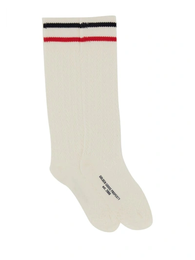 Shop Golden Goose Socks With Logo In White