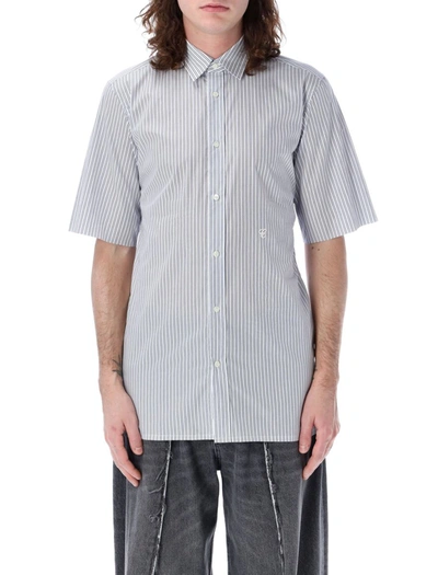 Shop Maison Margiela Striped Shirt In Blue White Stripes