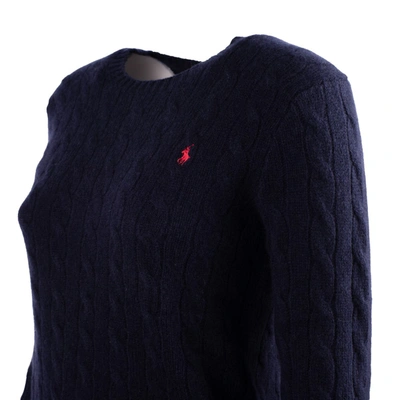Shop Ralph Lauren Blue Wool And Cashmere Cable Knit Sweater
