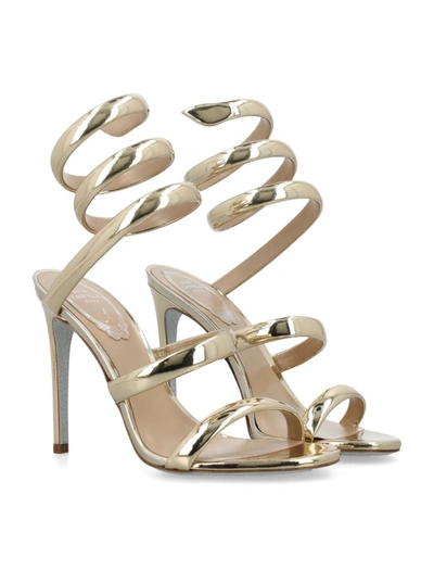 Shop René Caovilla Padded Cleo Sandals In Gold