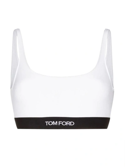 Tom Ford Black Bralette With Contrasting Logo Print In Stretch Modal Woman