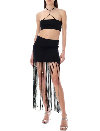 Shop Rotate Birger Christensen Rotate Noemi Fringed Skirt In Black