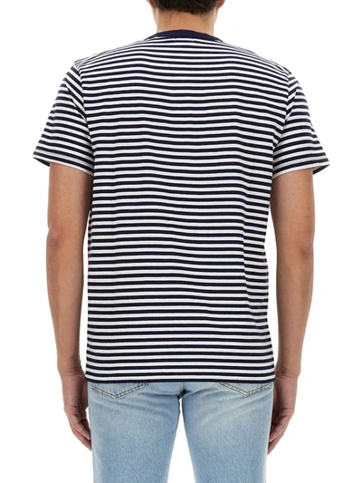 Shop Woolrich Striped T-shirt In Blue