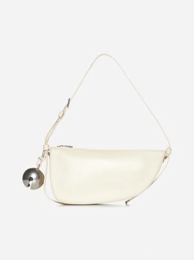 Shop Burberry Shield Leather Mini Bag In Pearl