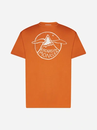 Shop Moncler X Roc Nation By Jay-z Logo Motif T-shirt In Orange