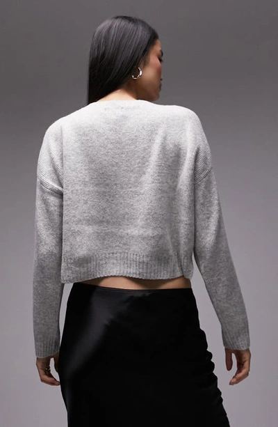 Shop Topshop Crop V-neck Sweater In Grey