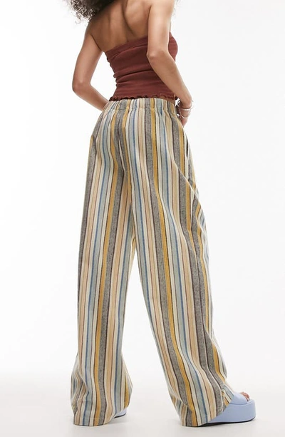 Shop Topshop Stripe Cotton Pull-on Pants In Grey Multi