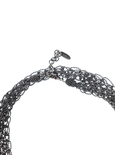 Shop Brunello Cucinelli 'precious Loops' Grey Necklace In Brass Woman