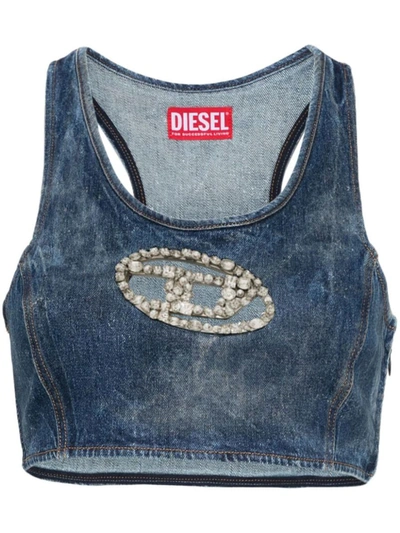 Shop Diesel Top With Decoration In Blue