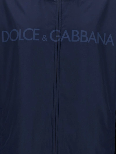 Shop Dolce & Gabbana Blue Reversible Jacket In Polyester Man