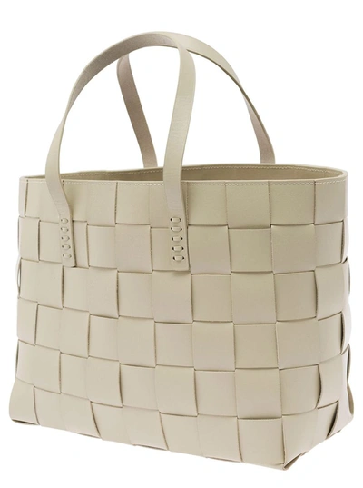 Shop Dragon Diffusion White Tote Bag With Double Handle In Woven Leather