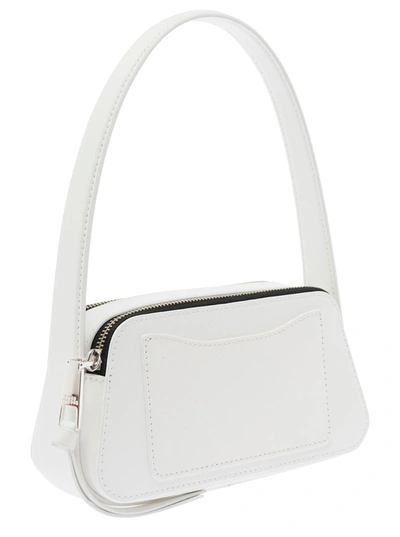 Shop Marc Jacobs 'the Slingshot'  White Shoulder Bag With Double J Detail In Cross-grain Leather Woman