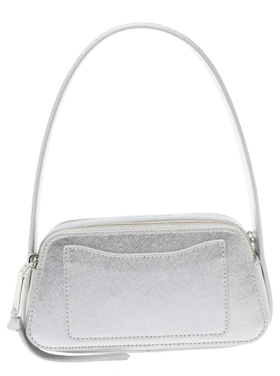 Shop Marc Jacobs 'the Slingshot'  Silver Shoulder Bag With Double J Detail In Metallic Leather Woman In Grey