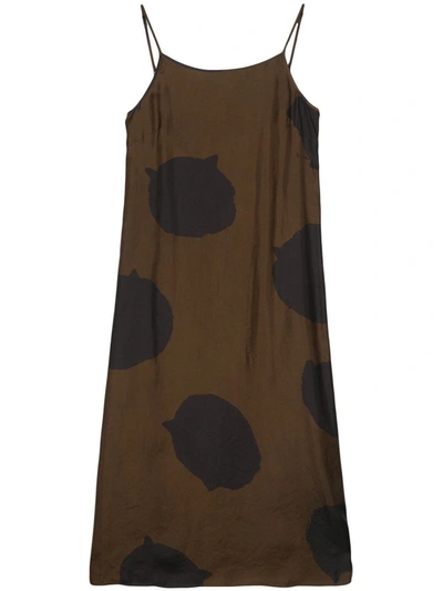 Shop Uma Wang Almeya Midi Dress With Abstract Print In Brown