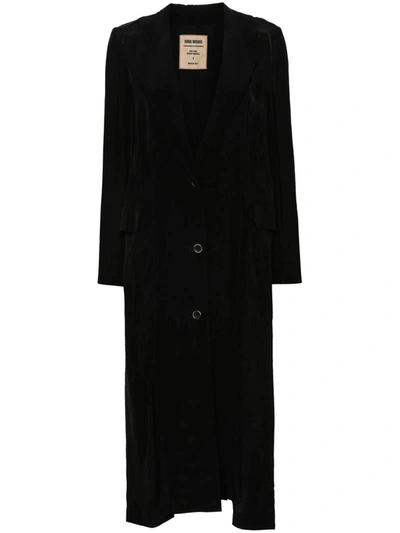 Shop Uma Wang Single-breasted Coat In Black