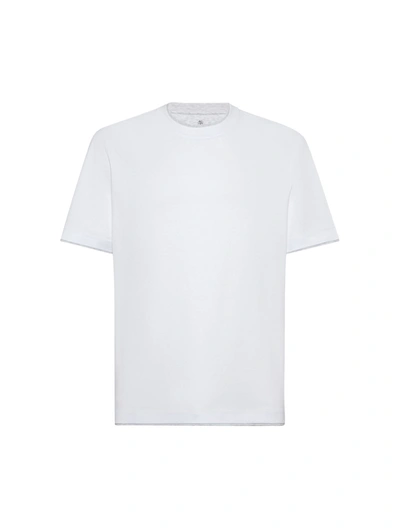 Shop Brunello Cucinelli Layered Detail Cotton T-shirt In White