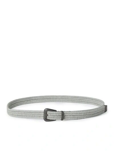 Shop Brunello Cucinelli Rustic Belt In Woven Linen In Grey