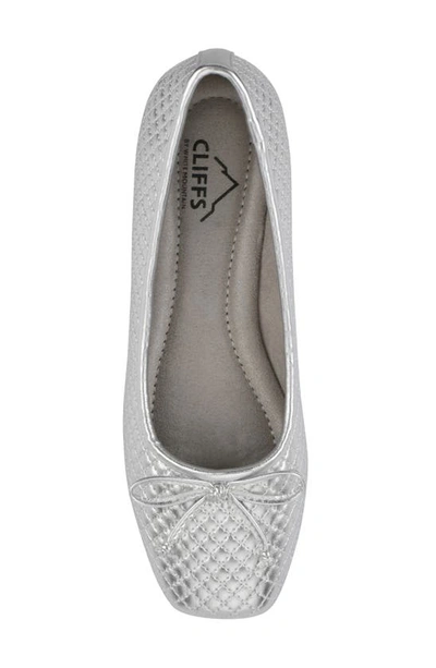 Cliffs By White Mountain Bessy Ballet Flat In Silver/ Metallic/ Smooth