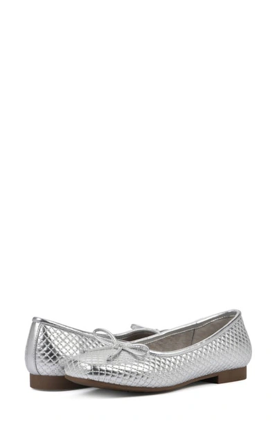 Cliffs By White Mountain Bessy Ballet Flat In Silver/ Metallic/ Smooth