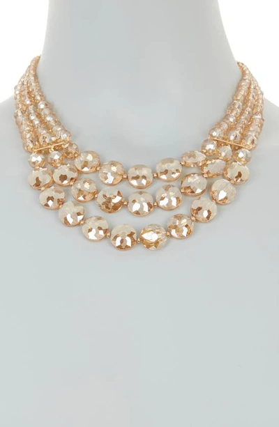 Shop Natasha Crystal Beaded Triple Row Layered Necklace In Gold Light Colorado