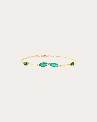 Shop Yi Collection Women's Emerald Marquise Duo Bangle Bracelet In Green