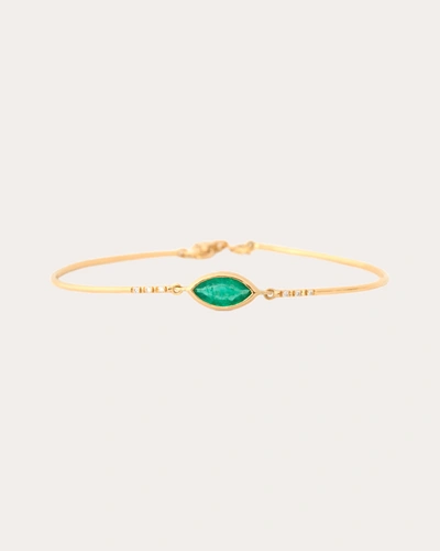 Shop Yi Collection Women's Diamond & Emerald Marquise Bangle Bracelet In Green